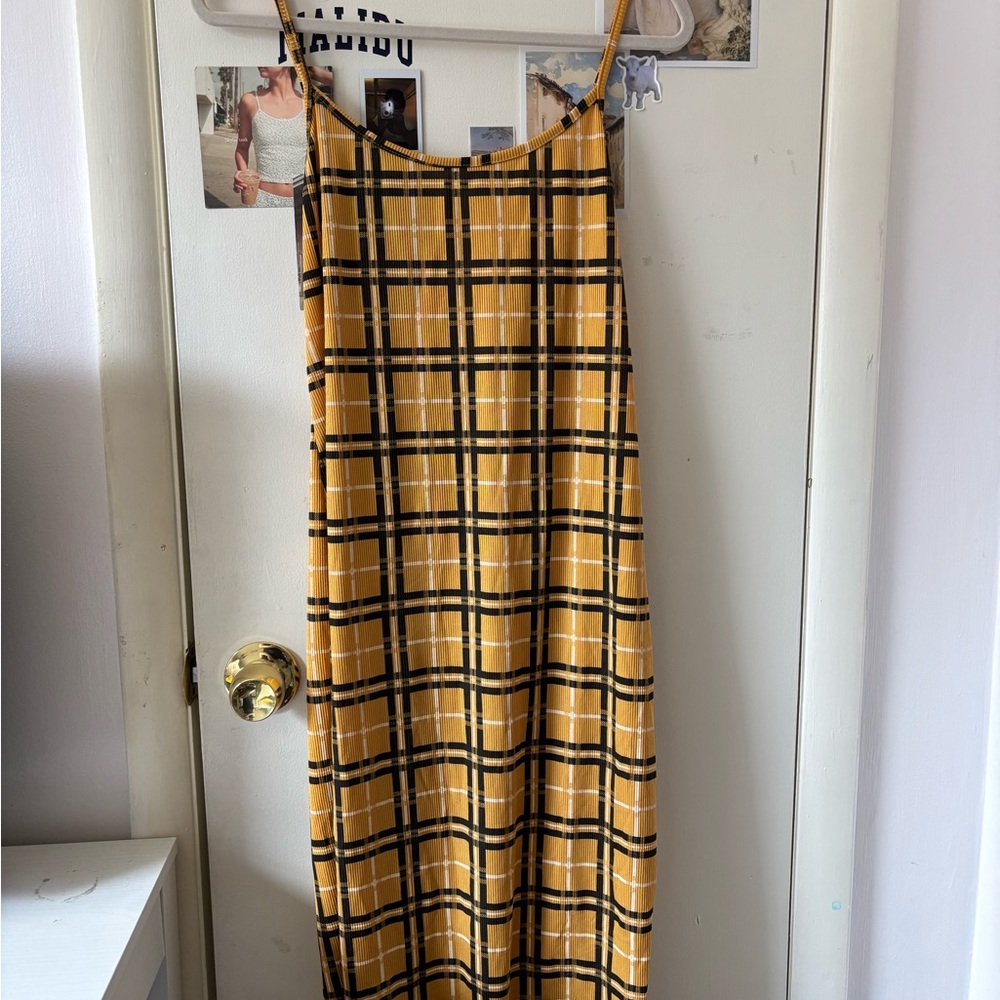 Boohoo Yellow and Black Maxi Slip Skirt